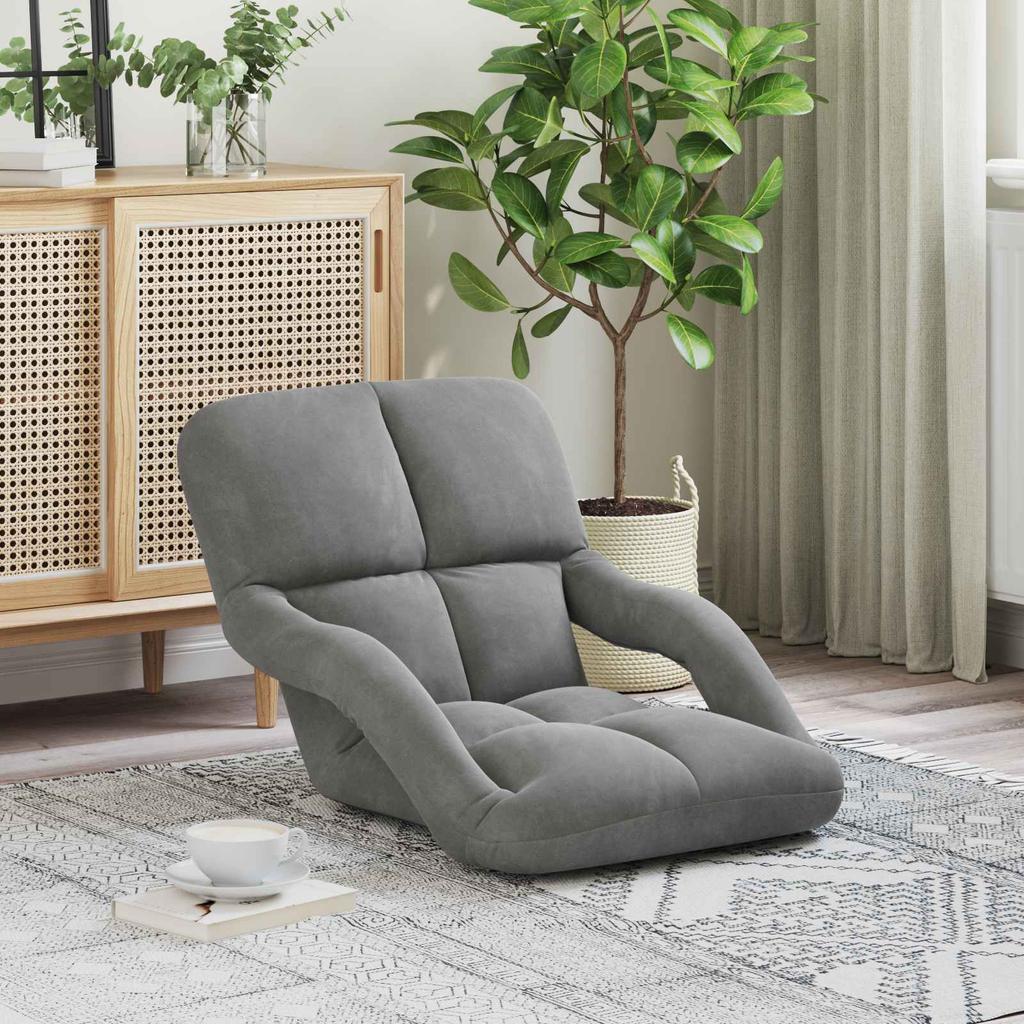 Adjustable Floor Stool Dark Gray Velvet
