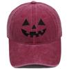 Halloween Kürbis Smiley Gesicht Stickerei Gewaschen Used Baseballkappe Personalisierte Lässige Mütze für Männer und Frauen
