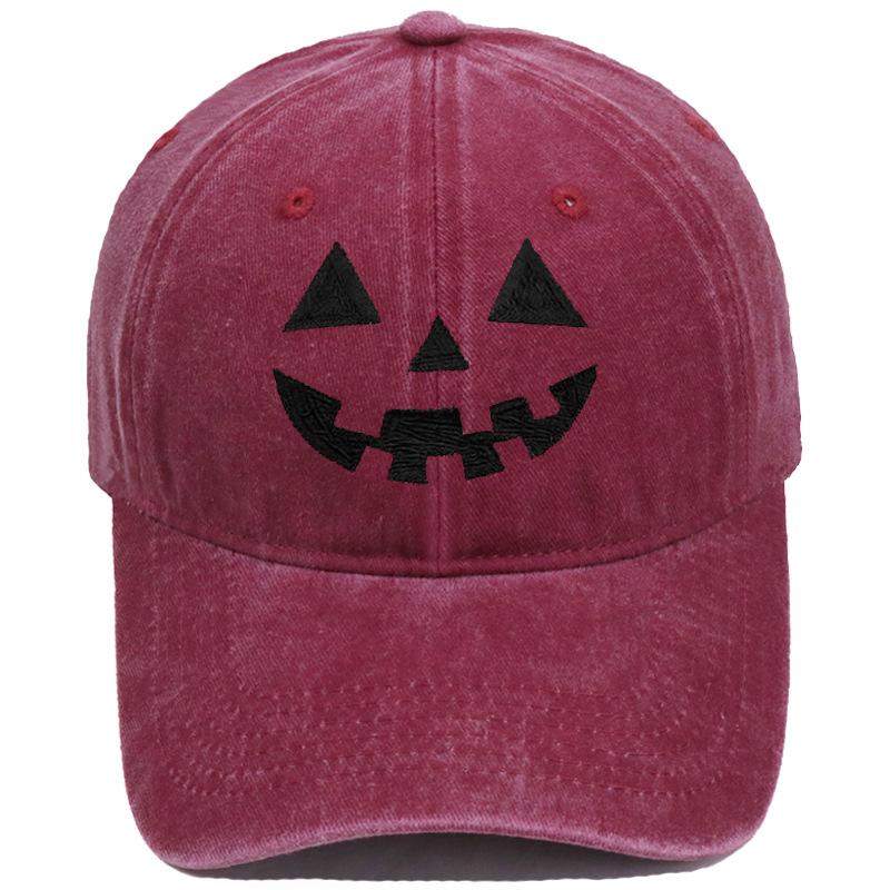 Halloween Kürbis Smiley Gesicht Stickerei Gewaschen Used Baseballkappe Personalisierte Lässige Mütze für Männer und Frauen