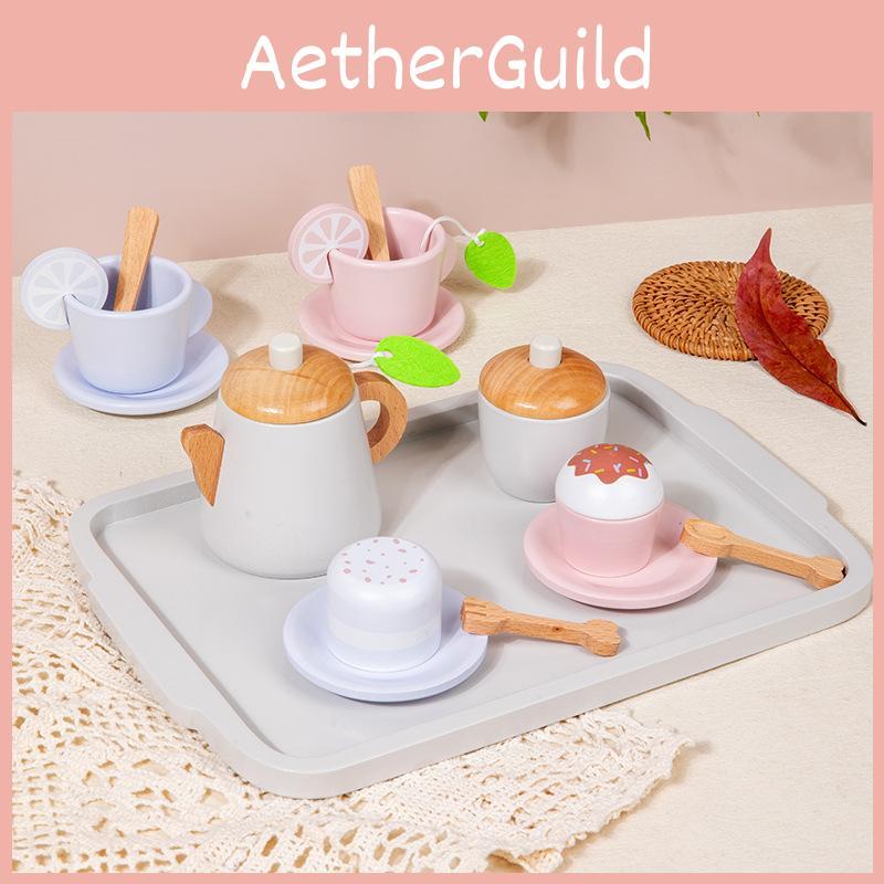 Wooden And Dessert Tea Play Set With Tray For Childrens Imaginative Fun Kitchen