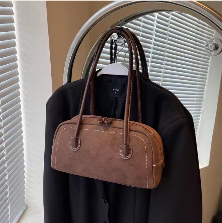 Women Shoulder Bag Multi Pocket Underarm Bag Faux Suede Tote Purse Zipper Satchel Bag Designer Brand Ladies Shoulder Bag
