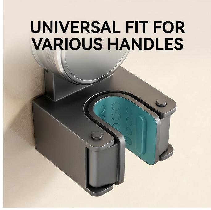 Premium Suction Cup Mop Broom Holder Strong Adsorption No Drill Detachable Wall Mount Bathroom Home Multi Storage Rack