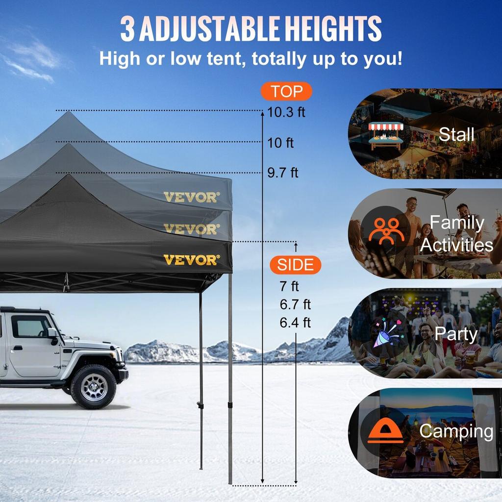10 x 10 FT Pop Up Canopy Tent, Outdoor Patio Gazebo Tent with Removable Sidewalls and Wheeled Bag, UV Resistant Waterproof Instant Gazebo Shelter for