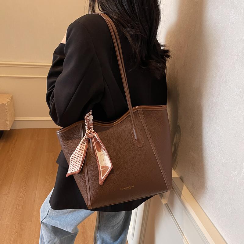 High-quality Women's PU Leather Tote Bag Large Capacity Bucket Shoulder Bag Fashion Handbag Crossbody Purse for Lady Office New