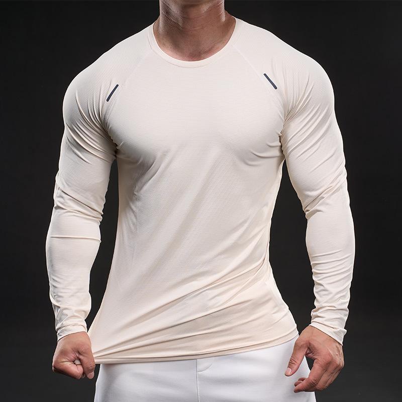 New Quick-drying Ice Silk Long-sleeved T-shirt Men's Casual Sports Fitness Outdoor T-shirt Top Men