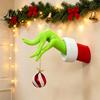 Easy Install Ornament Hook Green Elf Christmas Hanger, Holiday Hand Wall Hook, Space Saving Ornaments Display Holder for Hanging Baubles, Keepsake