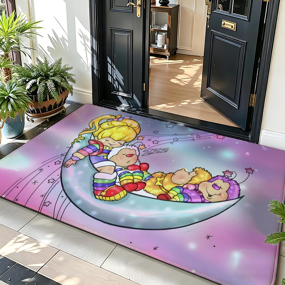Character R-Rainbow B-Brite Floor Mat Soft Flannel Floor Mat Suitable for Entryways, Living Rooms, Bedrooms, and Bathrooms