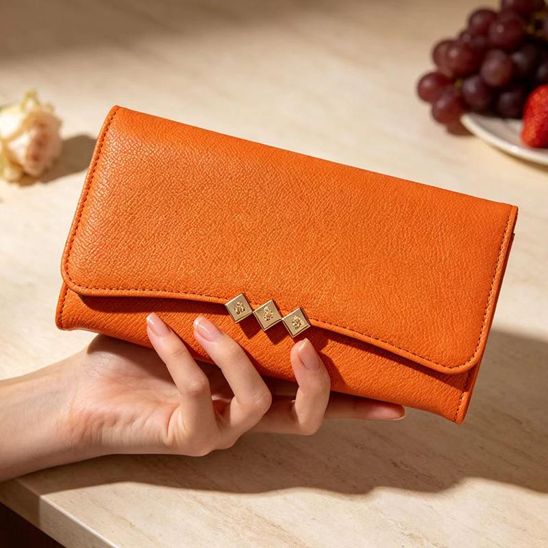 Women's Multifunctional PU Leather Clutch: Stylish Large-Capacity Wallet with Buckle Coin Purse