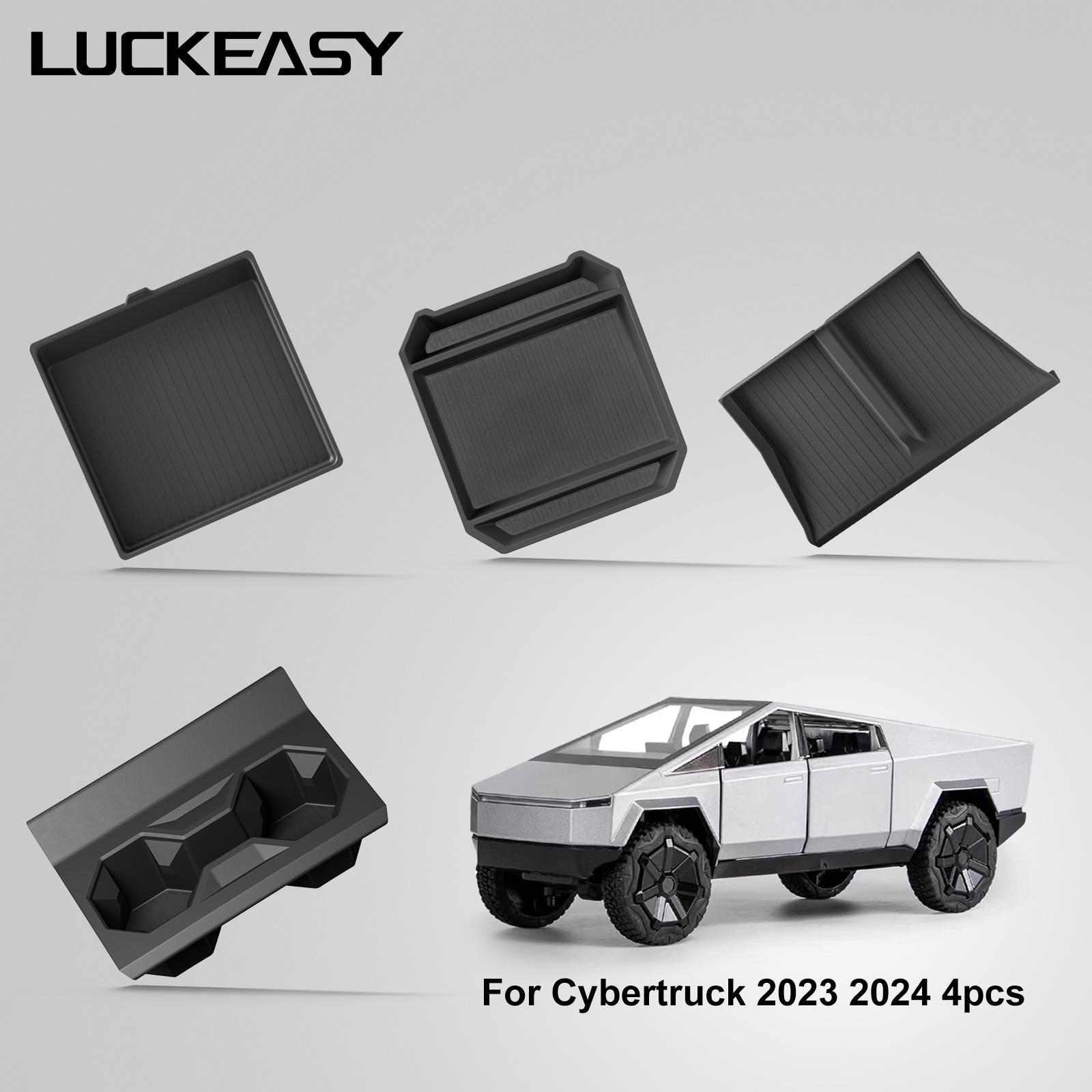 

For Tesla Cybertruck 2025 Car Storage Box Kit Center Console Cup Holder Wireless Charging Mat Organizer Tray Accessories 4Pcs