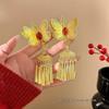Vintage Gold Tassel Hair Clip Elegant Ethnic Style Hairpin Side Clip Headdress Chinese Style Hair Accessories