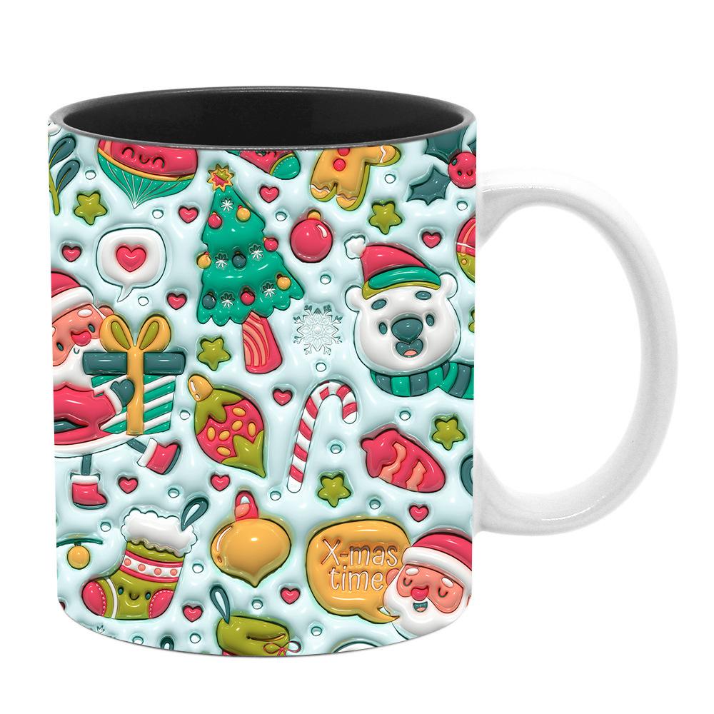 3D Christmas Christmas Ceramic Coffee Mark Mug Tree Santa Snowman Gingerbread Man