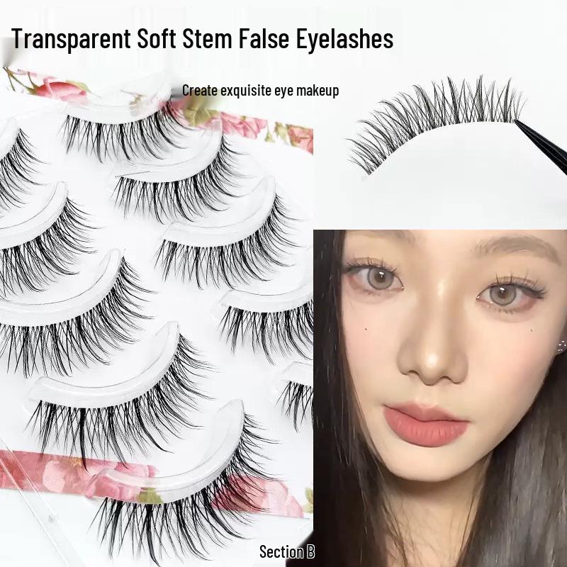 

Thai Natural Transparent Soft Stem Eyelashes - Irregular Big Eyes Style (5 Pairs)