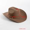 100% Wolle Konkave Form Zylinderhut Mode Gürtelschnalle Dekorative Wollene Gekräuselte Breite Krempe Fedora Hut Unisex Western Cowboyhut