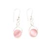 Natural Pink Cat's Eye Gemstone 925 Sterling Silver Handmade Designer Earrings CE-15-40