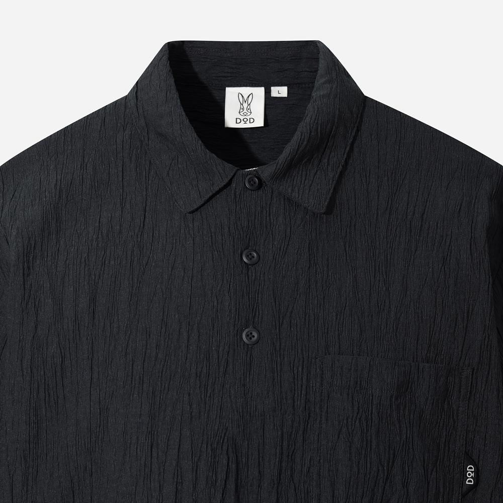 DOD Genkle Crinkle Short Sleeve Polo Shirt (Black)