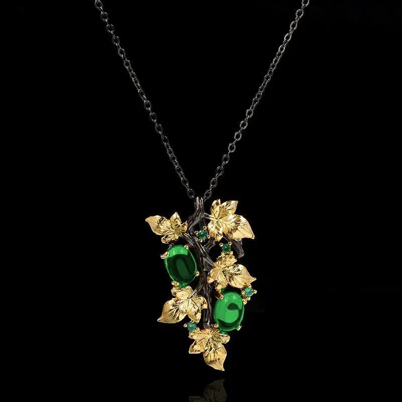 New Style 925  Ladies Pendant Necklace Winding Branches Ruby Flower Clavicle Chain Elegant All-match Sweater Chain
