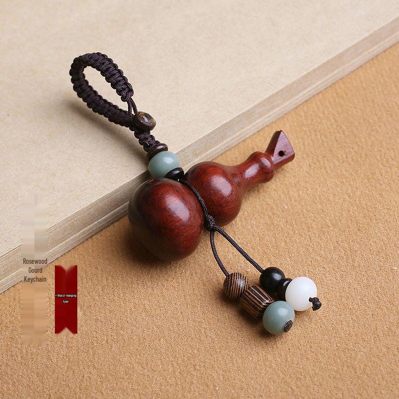 Handcrafted Sandalwood Gourd Keychain Pendant for Men, Women, and Couples