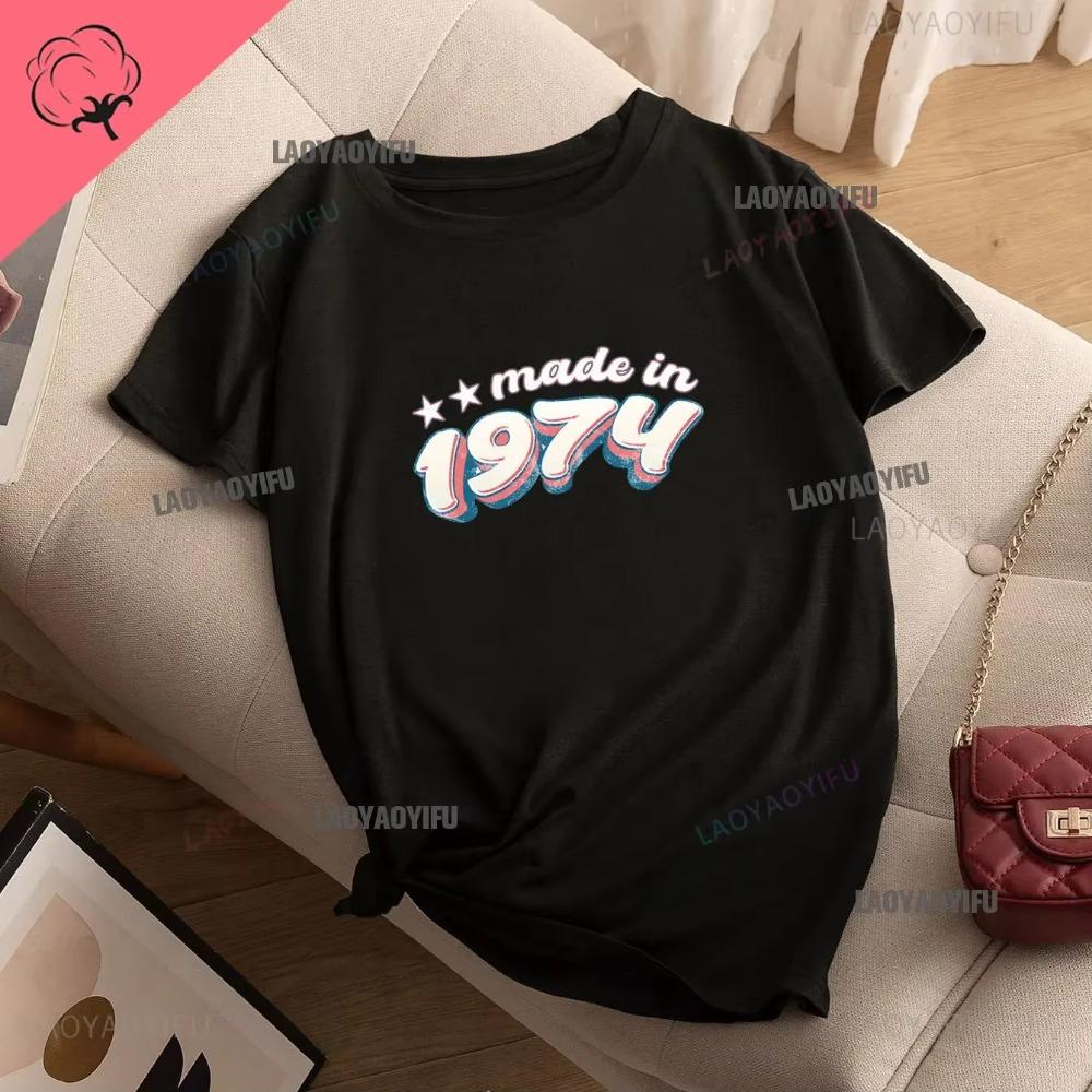 Vintage Funny Made in 1974 All Original Parts T Shirt Graphic Streetwear Short Sleeve Birthday Gifts Summer Cotton Tshirt Men