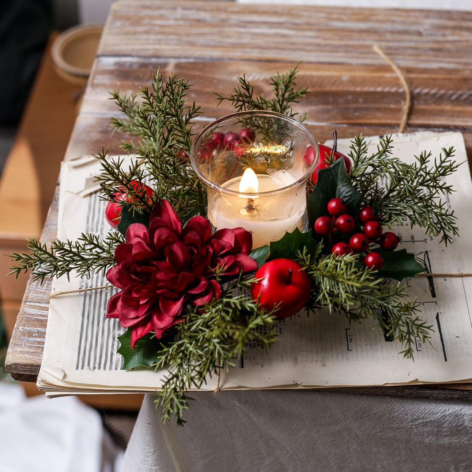 

Рождественское украшение-венок для свечей для фермерских обеденных стульев, свадьба