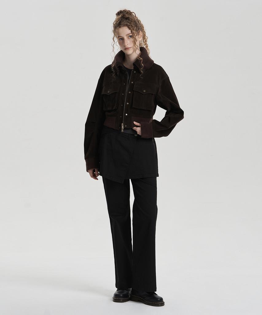 Jenyujeu Layered Skirt Bootcut Pants - Black
