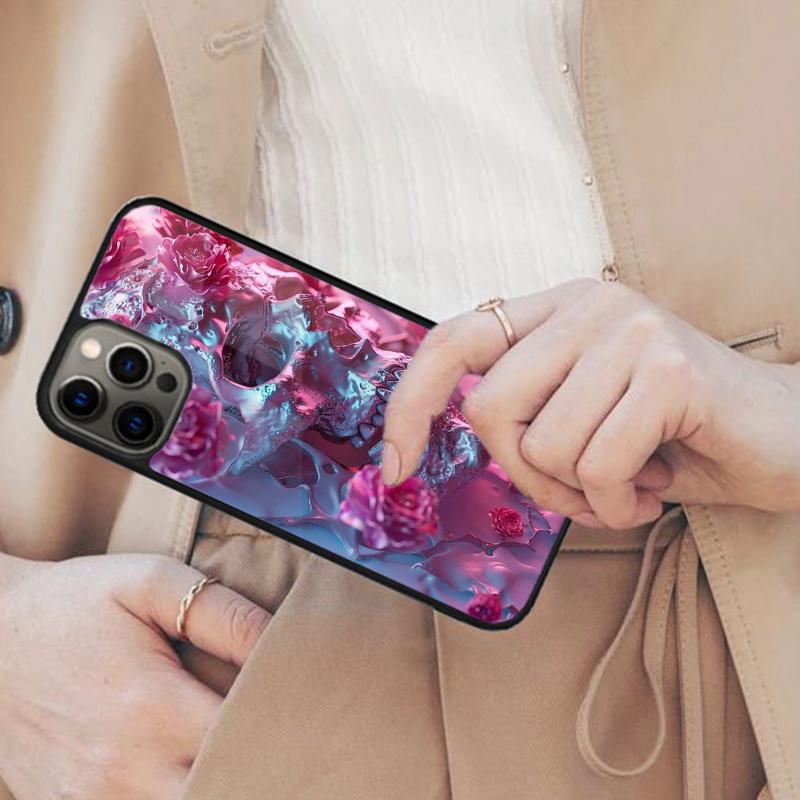 Skull Pink Roses Magnetic Phone Case For APPLE iPhone 17 Air 16 14 13 12 Pro Max 15 Plus Wireless Charge With MagSafe Cover