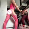 Men'S Sexy Underwear One-Piece Fishnet Full Body Stockings Gay Erotic Mesh Perspective Tight Lingerie Sissy Clothes Nightdress