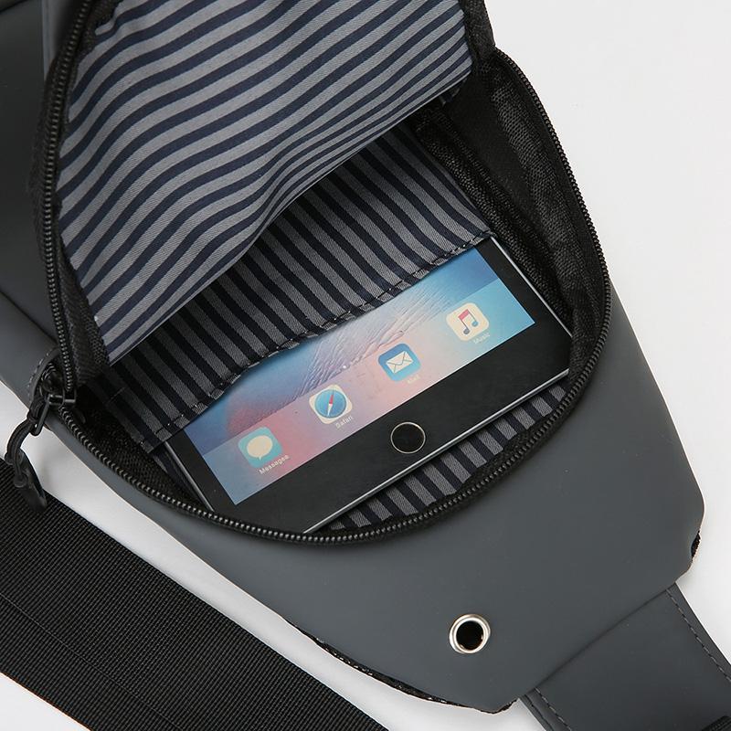Men Bag Fashion New Solid Color Men Chest Bag Outdoor Casual Fashion One Shoulder Crossbody Bag USB Charging Shoulder Bags