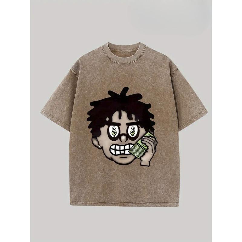 

European sizes Men s T-Shirt - All-Over Money Print Streetwear Style, Regular Fit Round Neck, Holiday Gift, Streetwear Clothing, Distressed Fashion 5XL дубильна кора