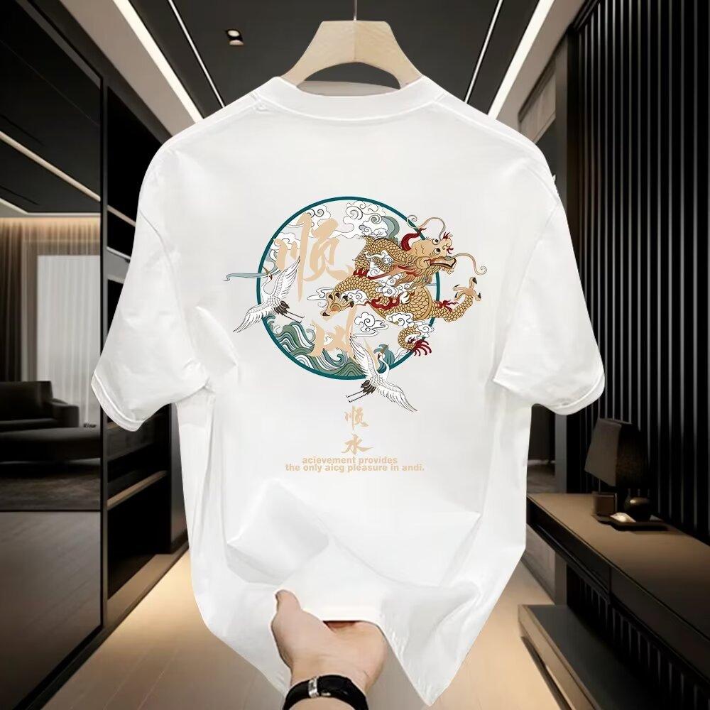 American Trendy Brand Pure Cotton Men'S Printed Short-Sleeved T-Shirt Trendy Men'S And Women'S Casual Round Neck T-Shirt Men'S