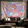 Cardcaptor Sakura Wall Tapestry Aesthetic Wall Hanging Printed Fabric Blanket Decorative Tapestries For Bedroom Living Room Home Decor