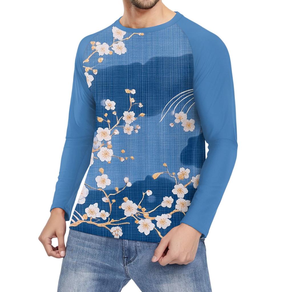 Pánské módní tištěné raglánové sportovní tričko s dlouhým rukávem