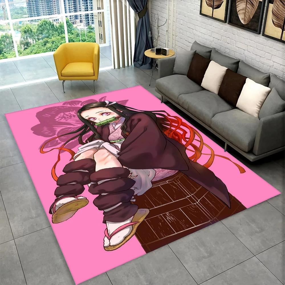 Anime Kamado Nezuko Demon Slayer Area Rug,Carpet Rug for Living Room Children Bedroom Sofa Doormat Decor,Kid Non-slip Floor Mat