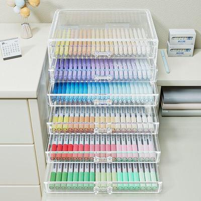 Children's Large Capacity Transparent Stationery Box for Pencils, Crayons, and Drawing Pens