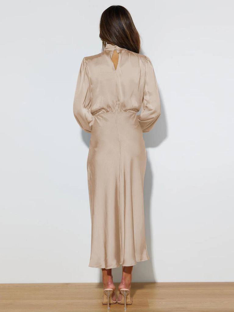 Elegantes Satin Langarm Abendkleid für Damen - Sommer 2023 Kollektion