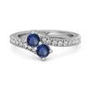Blue Sapphire Bypass Ring - 925  Sterling Silver