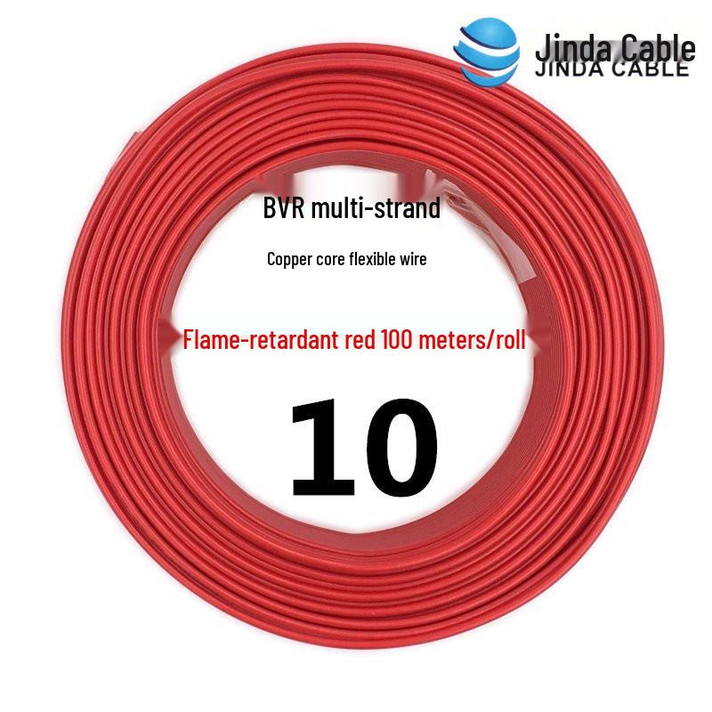 Jinda BVR Flame Retardant Single Core Multi-Strand Copper Wire 10/16/25mm² - Home & Industrial Use.