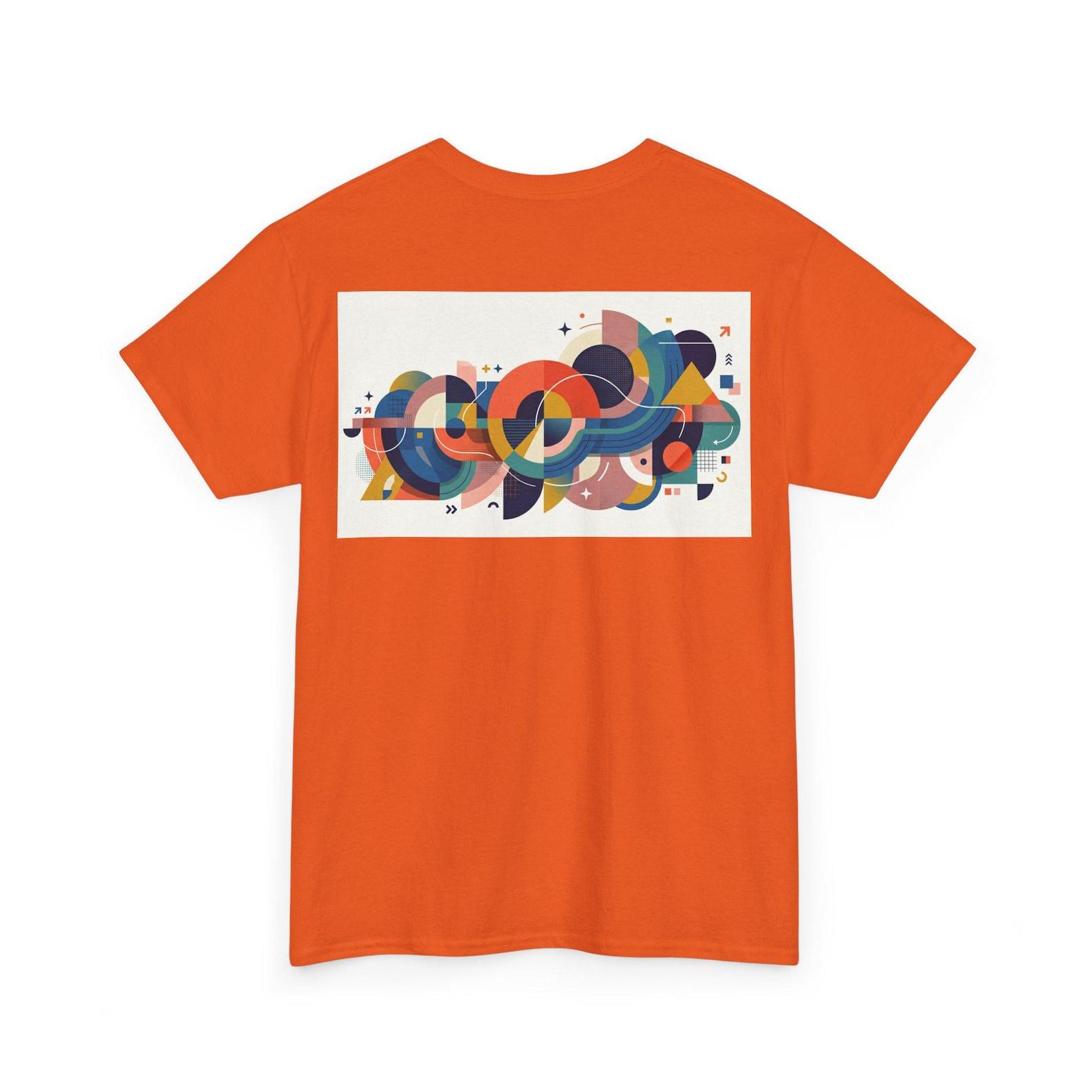 Geometric Abstract Shapes Tee | Colorful Retro Mid-Century Graphic Shirt XL