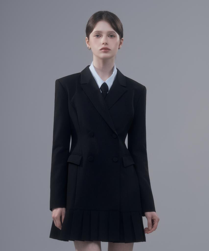 Mausolleum Jenn Pleated Suit Jacket Dress - Black