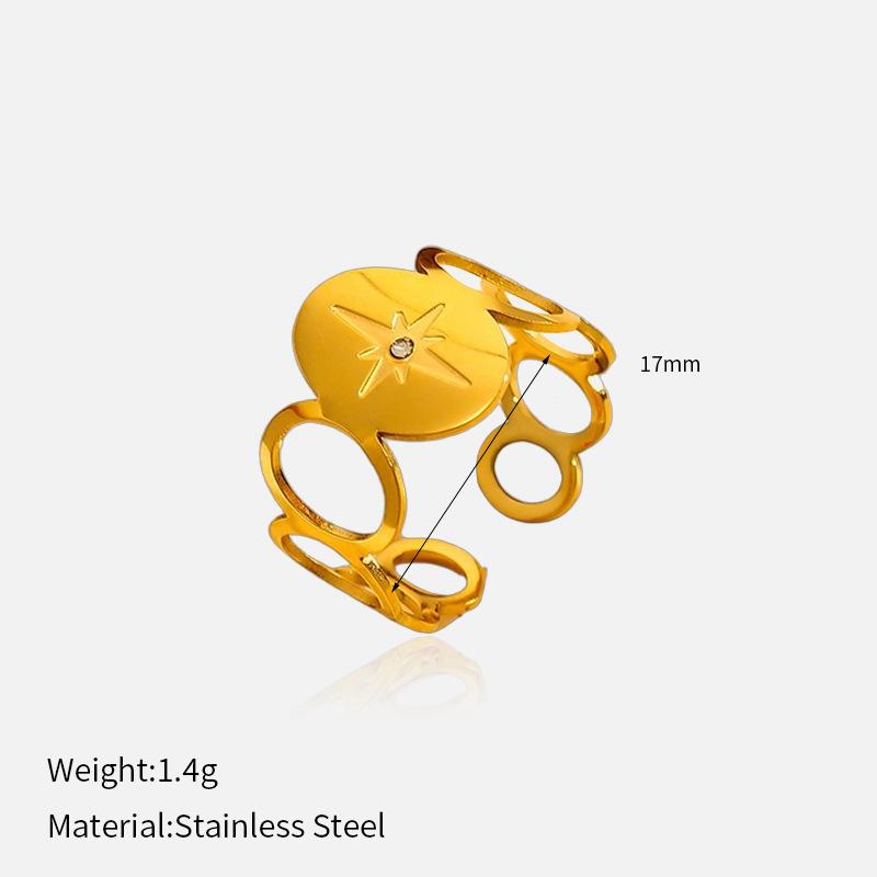North Star Golden Open Titanium Steel Ring For Women, Minimalist Luxury Premium Stainless Steel Ring Jewelry 1