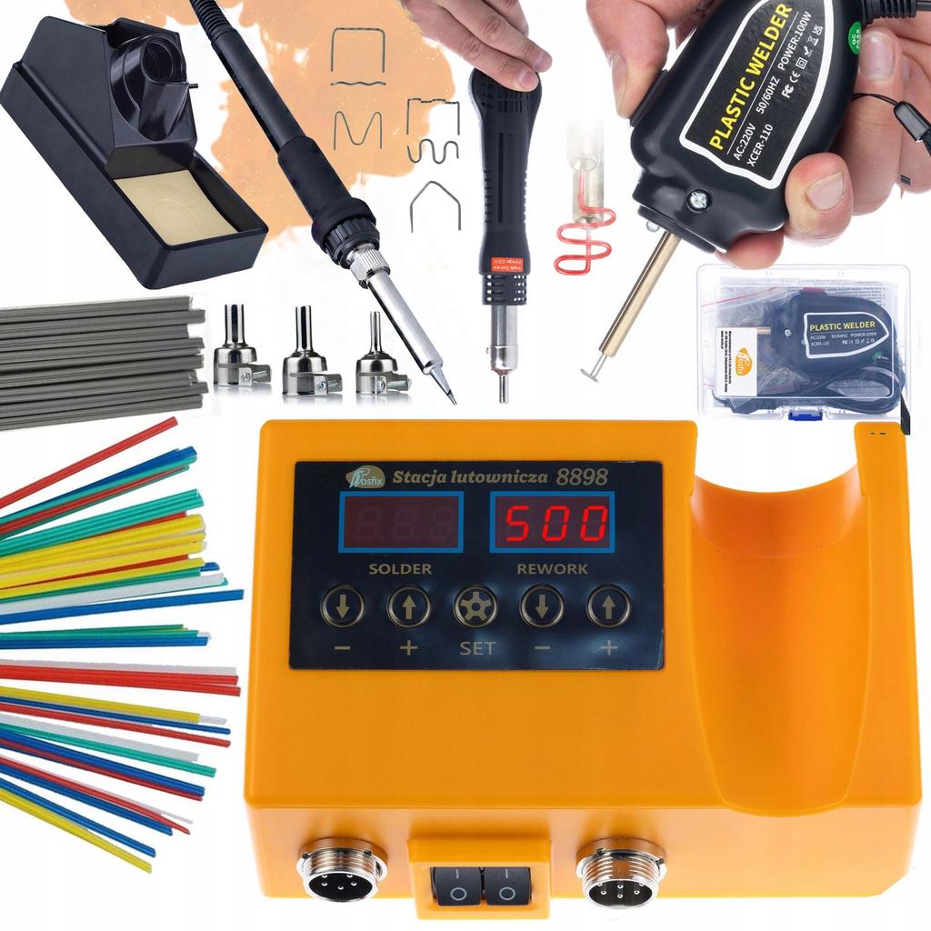 Rosfix Stacja Lutownicza 2w1 Orange Husky OH660 – Lutowanie I Spawanie Plastiku | Moc 660W | Zszywacz I Zestaw Spoiw W Organizerze