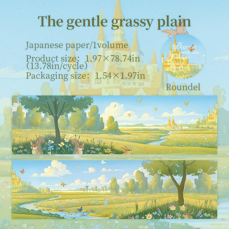 

50mm * 2m Dancing with the Forest Series Light Retro Landscape Washi Tape Creative DIY Handmade Scrapbook Aesthetic Supplies
