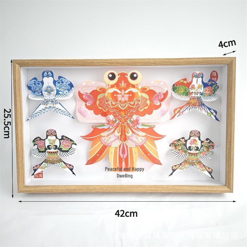 Exquisite Weifang Traditional Kite Wooden Frame Gift Set: Five Handcrafted Ornaments