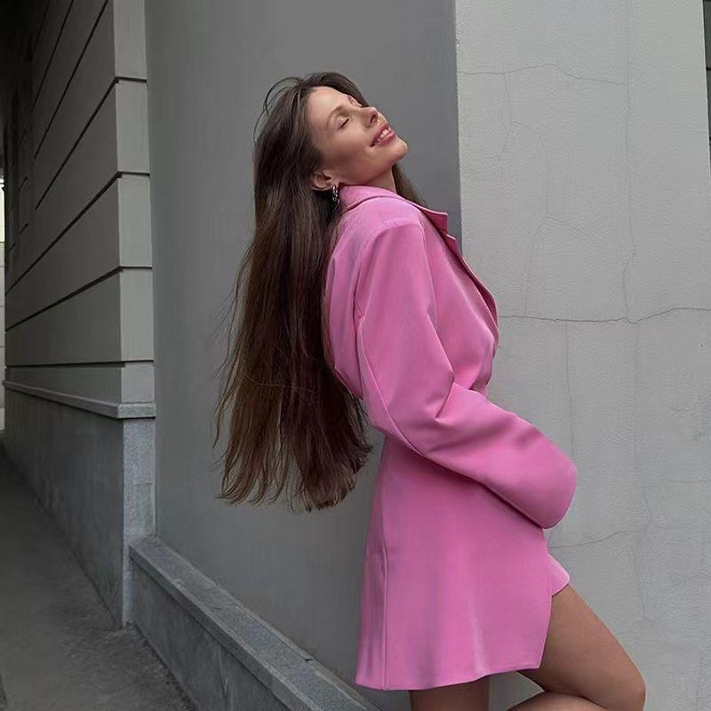 Fashion Wind Long Sleeves Loose Dress Waist Seal Suit Loose Fitting Suit Collar Dress