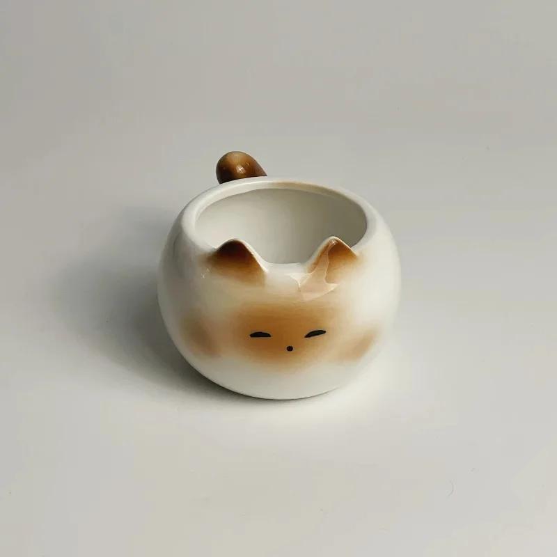 Cute Ceramic Cup Creative Siamese Cat Shaped Mug Coffee Cups Office Milk Cup Household Drinking Utensil Funny Birthday Gift