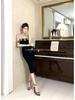 Elegant 2024 Women's Backless Slim-Fit Dress with Diamond Accents