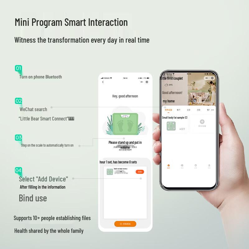 Bear Smart Body Fat & Weight Scale for Home Fitness (CN version)