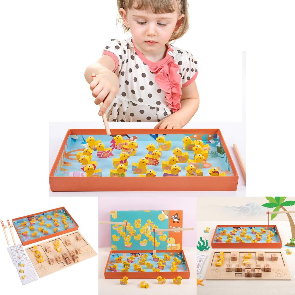 Juego de Pesca de Patos de Madera Para Niños Juguete Educativo Para Aprendizaje Temprano Y Habilidades Numéricas