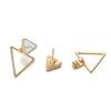 Simple Women Double Triangle Hollow Pendant Jacket Ear Stud Earrings Jewelry