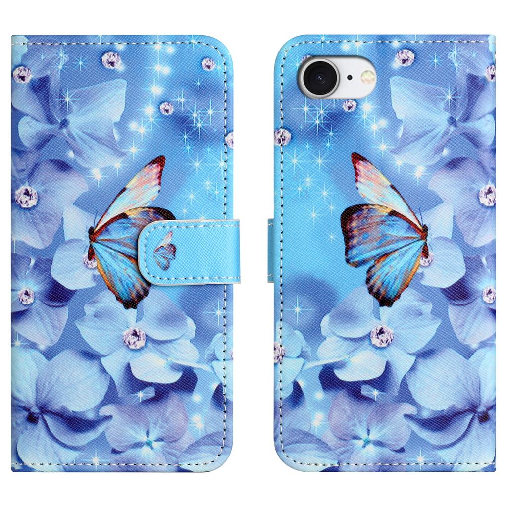 For iPhone 16e Case Pattern Print PU Leather Wallet Phone Cover Cross Texture