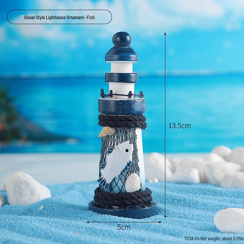 Kreatywna śródziemnomorska drewniana dekoracja latarni morskiej do nadmorskich krajobrazów i pamiątki z podróży